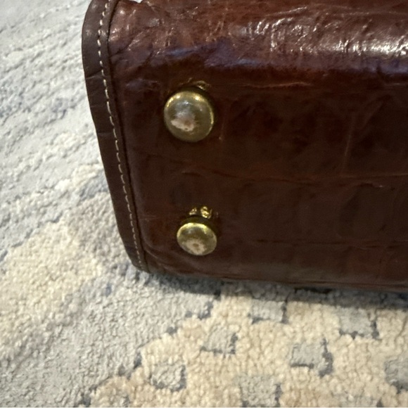 Vintage Leather Carlo Amboldi Black/Brown Crossbody Bottom Studs Smooth P - Picture 8 of 10